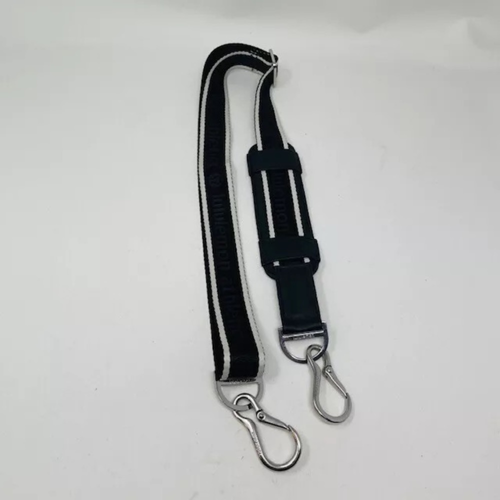 Lululemon Athletica Strap Crossbody Bag Black White Clip Metal Purse Adjustable